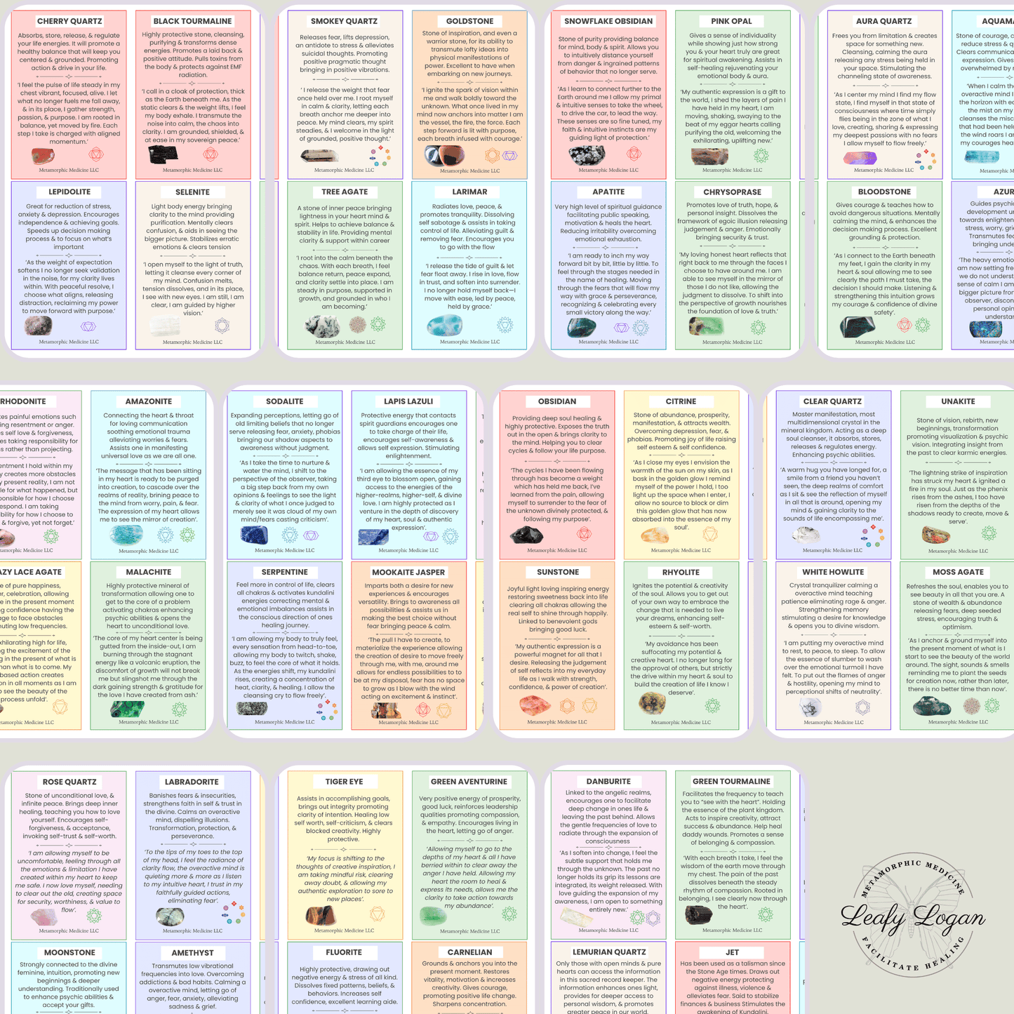 112 Crystal Information Cards