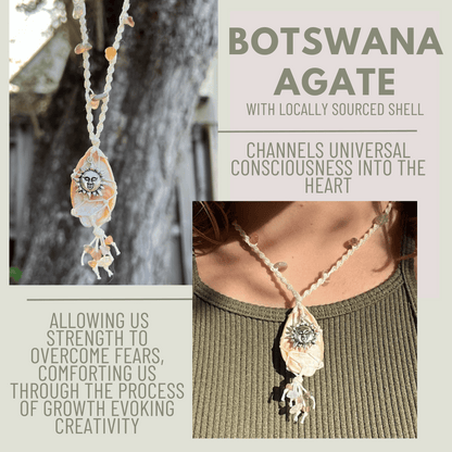 Botswana Agate Shell Necklace - LeafyLogan