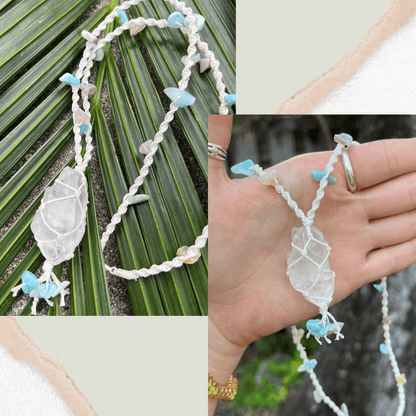 Clear Quartz w/ Larimar & Australian Opal - LeafyLogan