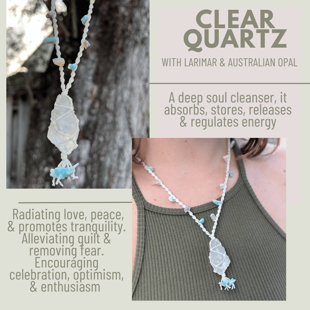 Clear Quartz w/ Larimar & Australian Opal - LeafyLogan